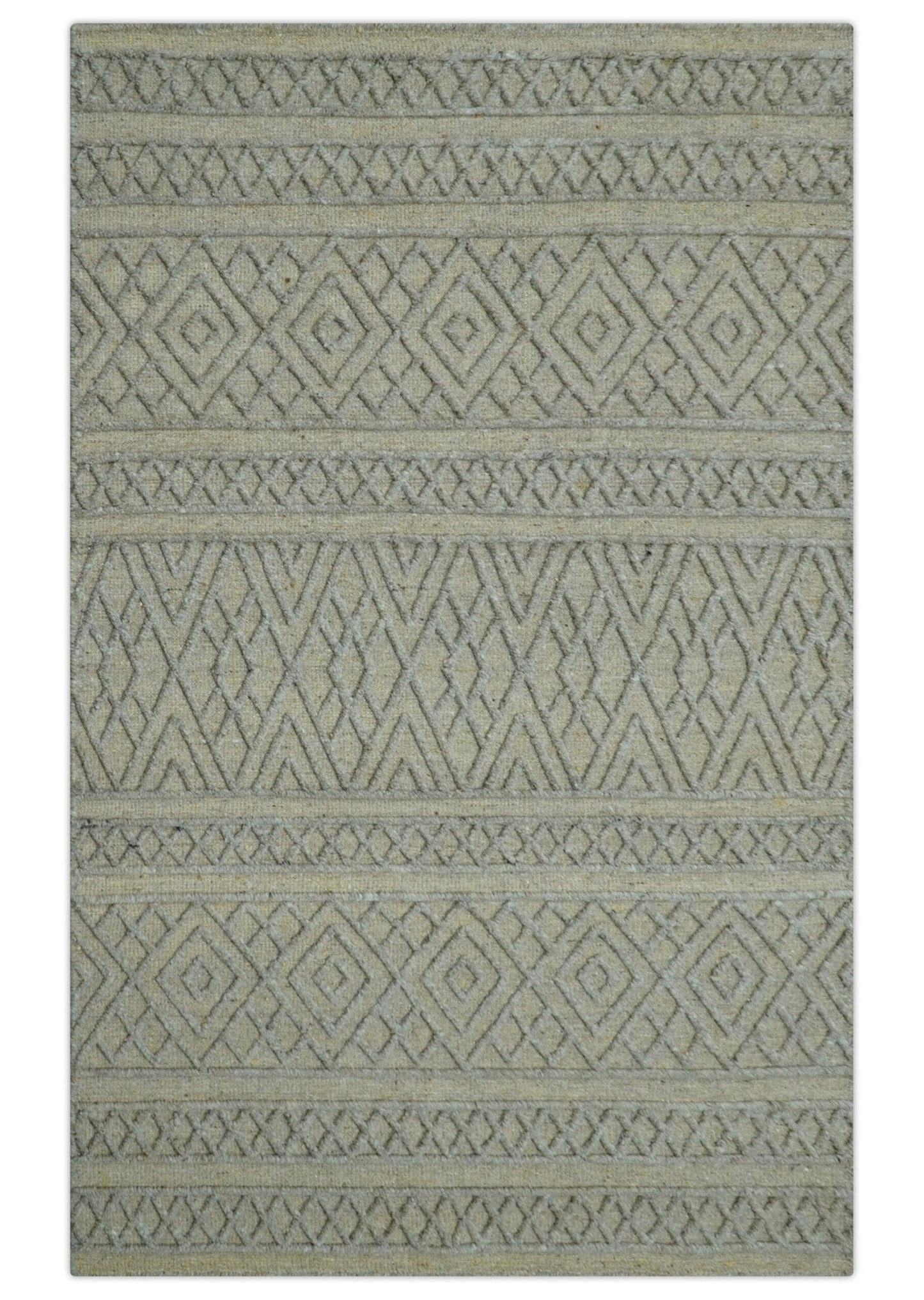 Custom Made Hand Knotted Modern Contemporary Gray Wool Area Rug