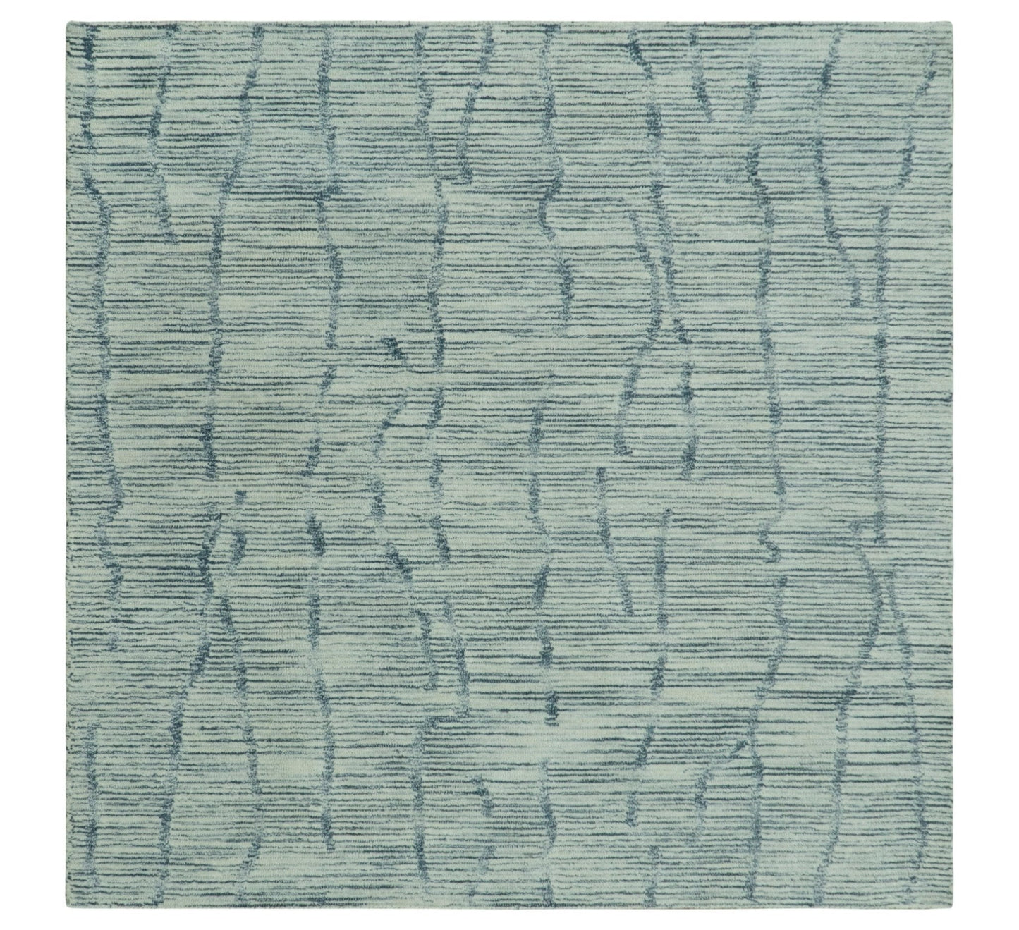 Custom Made Hand Tufted Multi Size Woolen Modern Ivory and Blue Area Rug