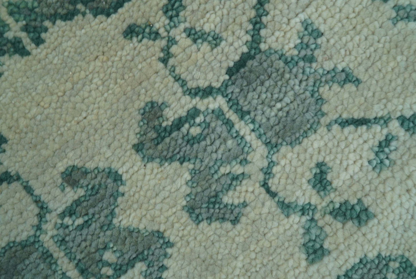 Custom Made Ivory And Gray Turkish Khotan Design Hand Knotted Wool Rug