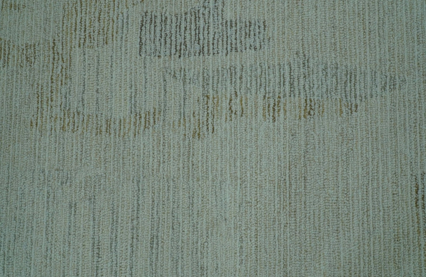 Custom Made Modern Abstract Design Ivory, Blue and Brown Hand Tufted Wool Area Rug