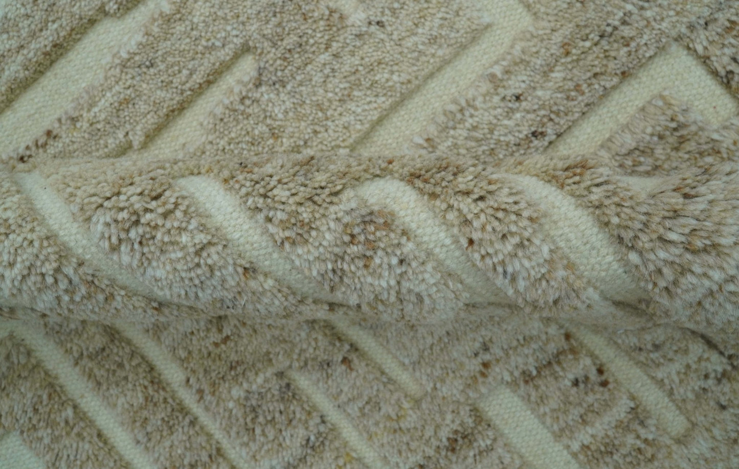 Custom Made Modern Contemporary Beige Hand Knotted Wool Area Rug