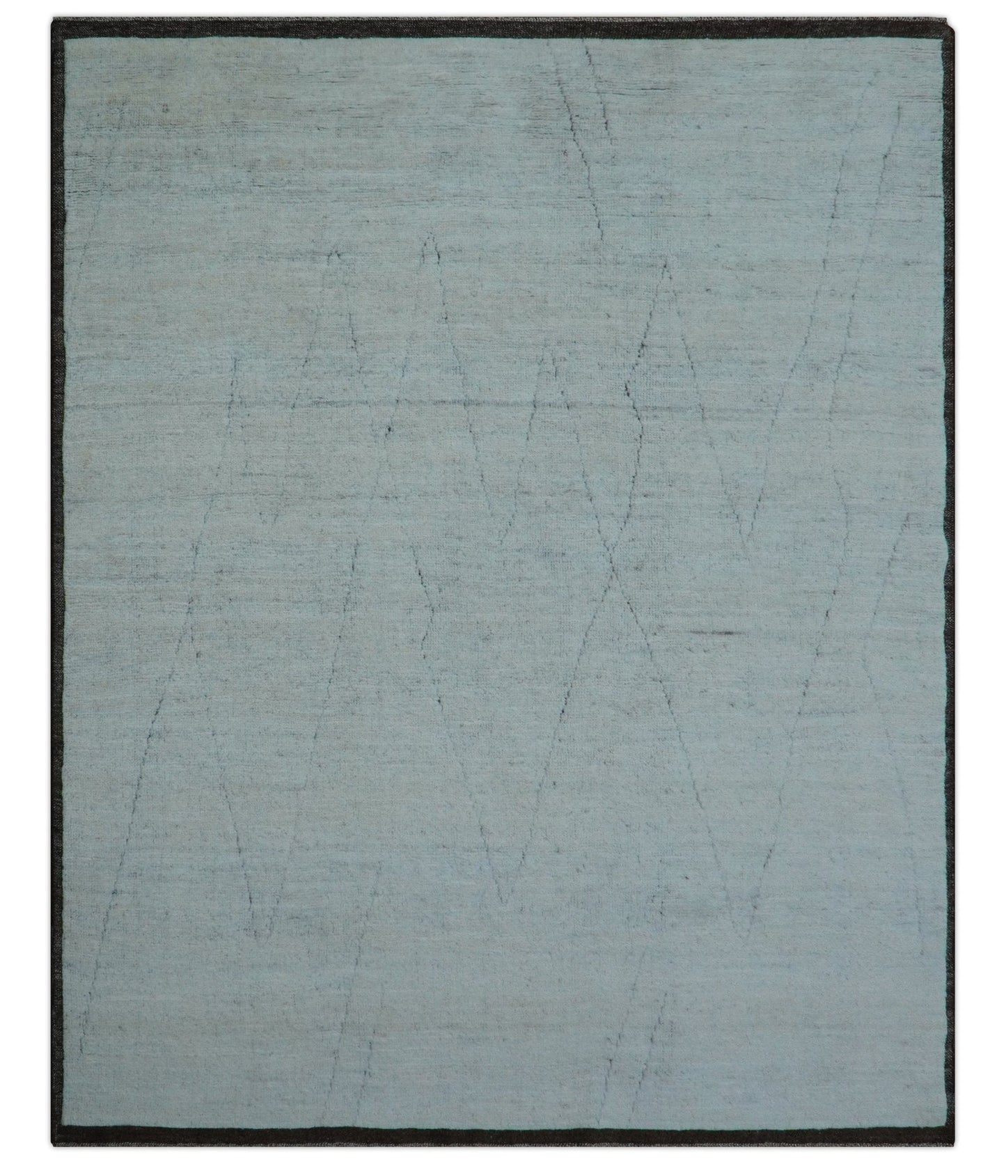 Custom Made Modern Contemporary White and Brown Hand Knotted Wool Rug