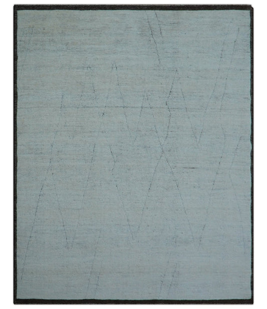 Custom Made Modern Contemporary White and Brown Hand Knotted Wool Rug