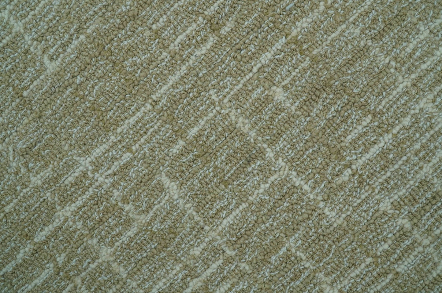 Custom Made Modern Geometrical Beige Hand Tufted Wool Area Rug