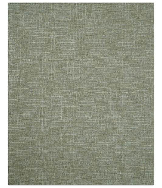 Custom Made Modern Geometrical Beige Hand Tufted Wool Area Rug