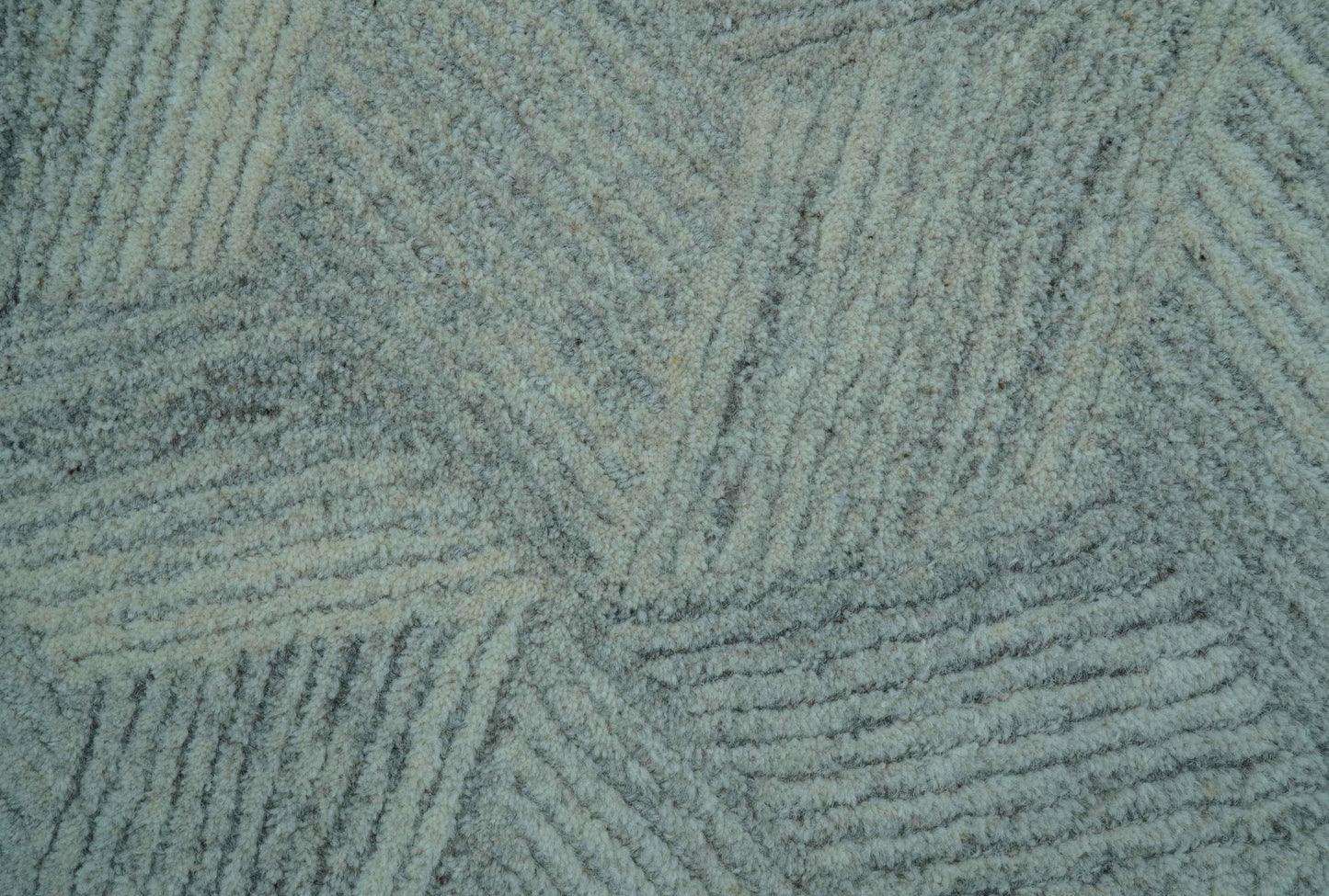 Custom Made Modern Geometrical Gray Hand Tufted Natural Wool Area Rug