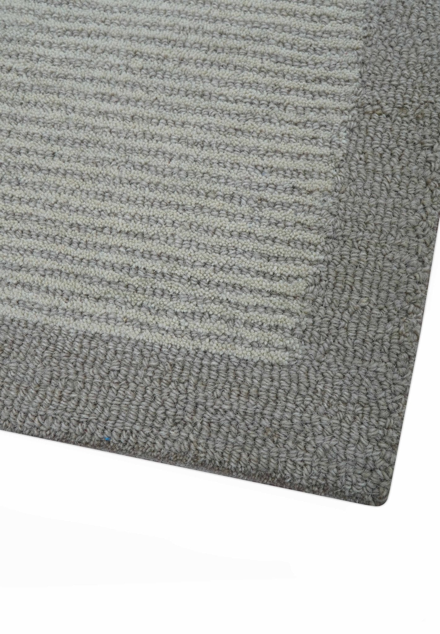 Custom Made Modern Solid Design Gray Hand Tufted Wool Rug