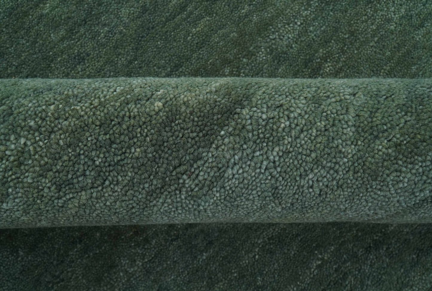 Custom Made Modern Solid Green Hand Tufted Wool Area Rug