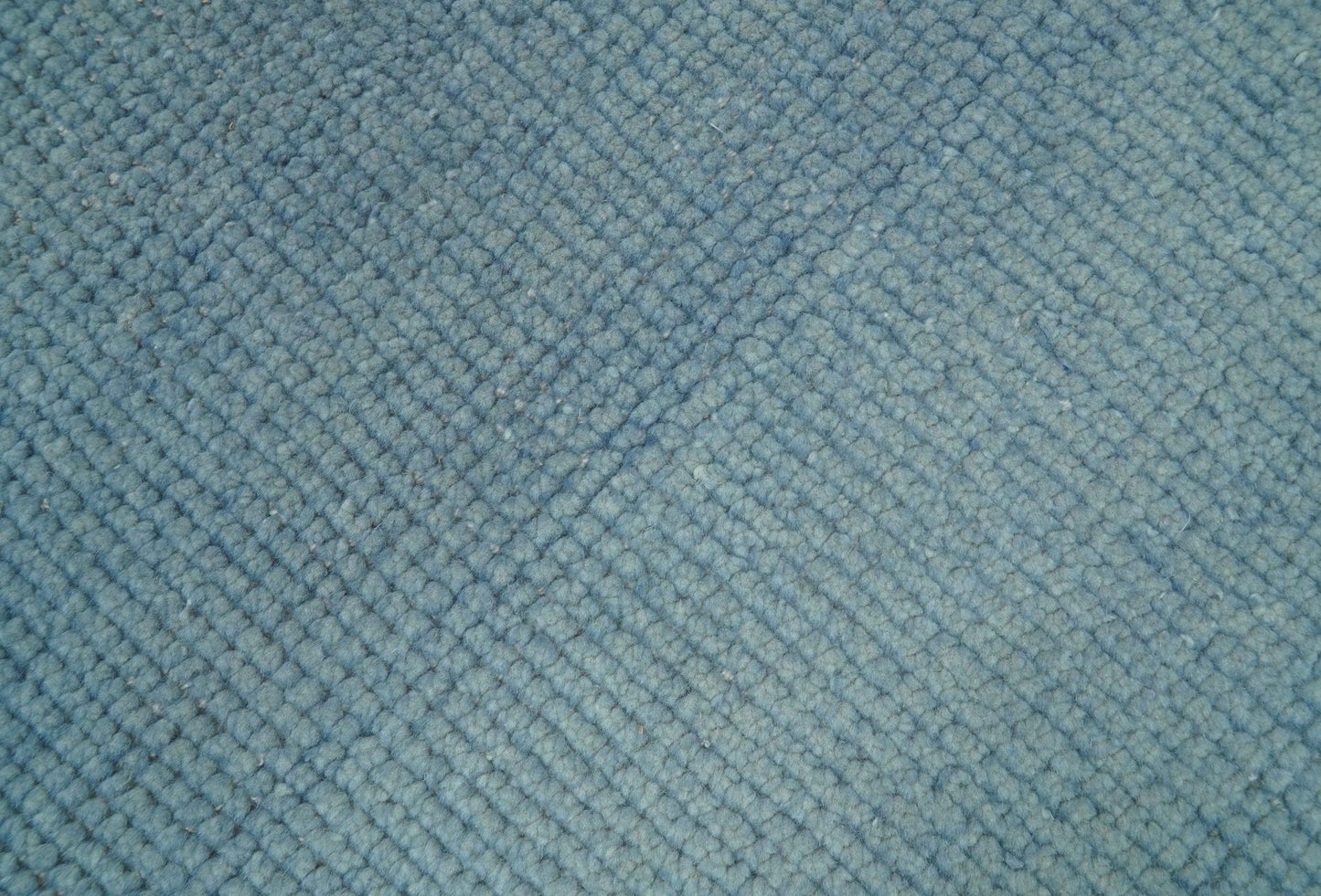 Custom Made Modern Solid Overdyed Light Blue Hand Knotted Wool Area Rug
