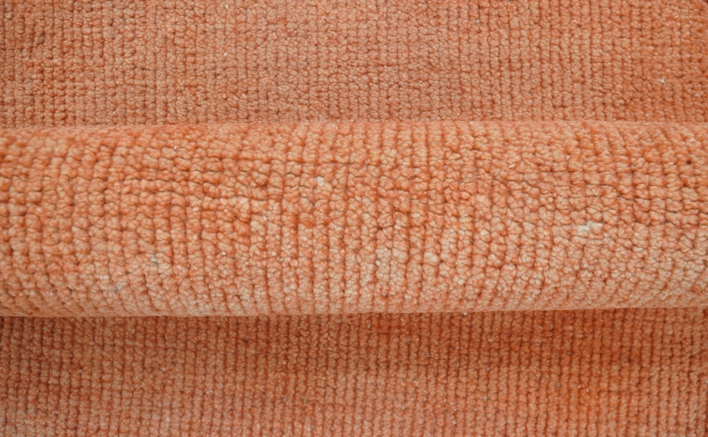 Custom Made Modern Solid Overdyed Rust Hand Knotted Wool Area Rug