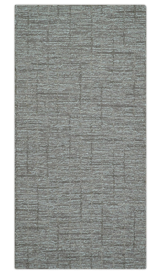 Custom Made Modern Style Brown Hand Tufted Wool Rug
