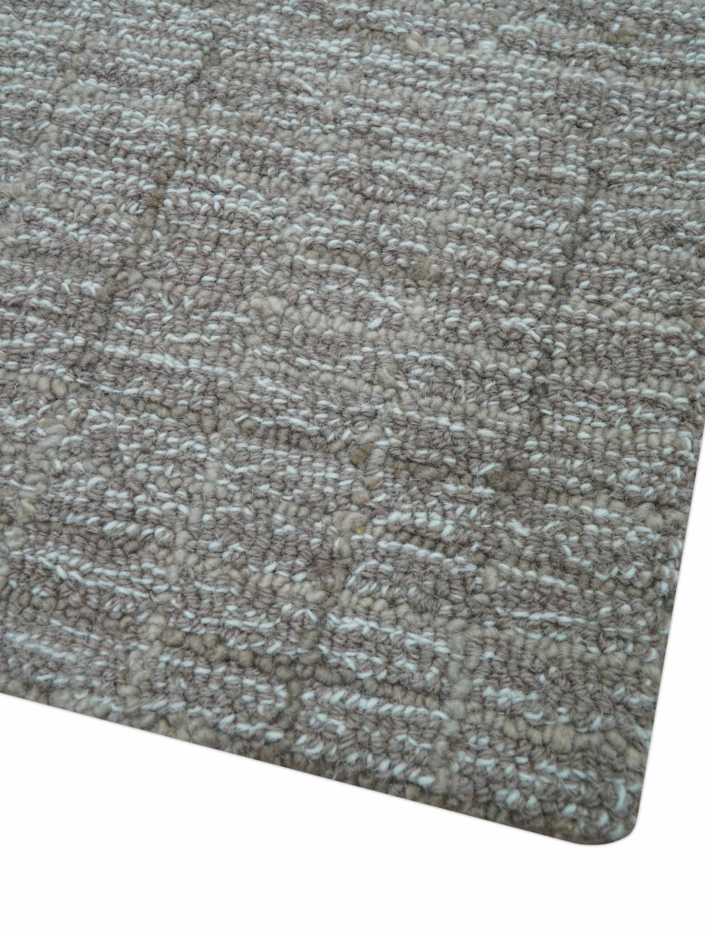 Custom Made Modern Style Brown Hand Tufted Wool Rug