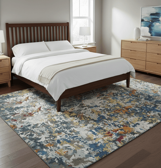 Custom Made Multi-color Modern Abstract Hand Tufted Wool-Art Silk Rug