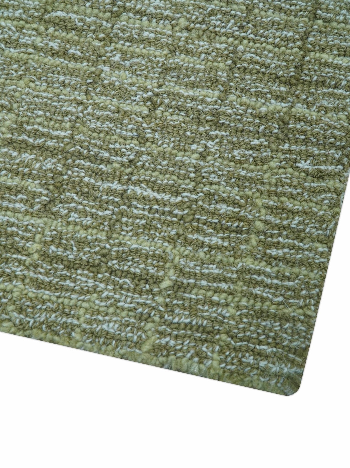 Custom Made Olive and Beige Modern Style Hand Tufted Wool Rug