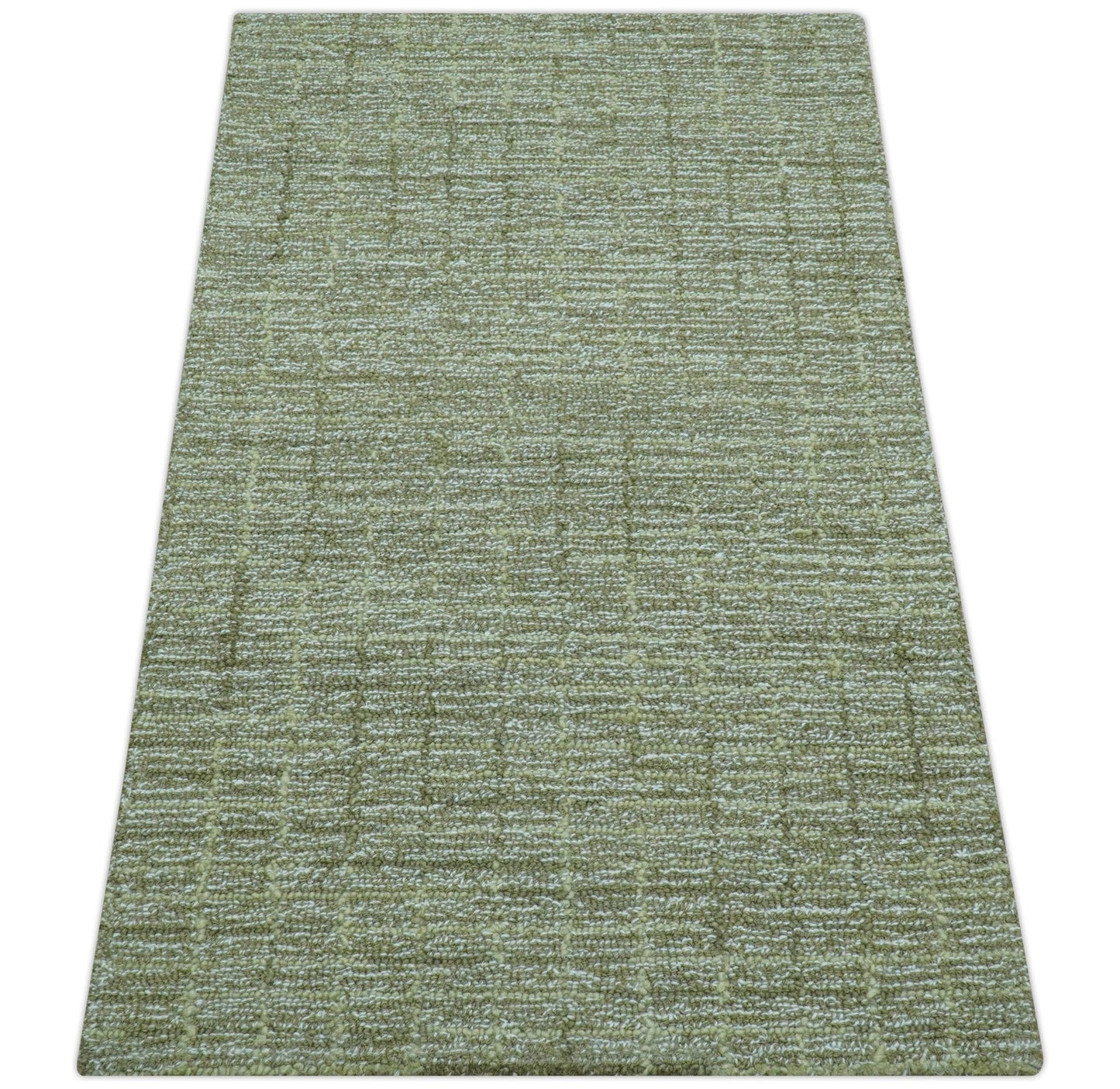 Custom Made Olive and Beige Modern Style Hand Tufted Wool Rug