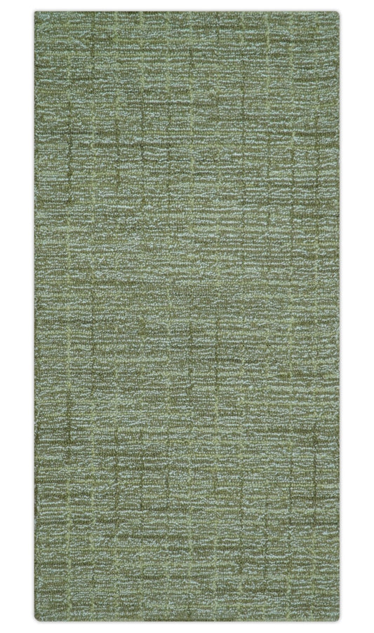 Custom Made Olive and Beige Modern Style Hand Tufted Wool Rug