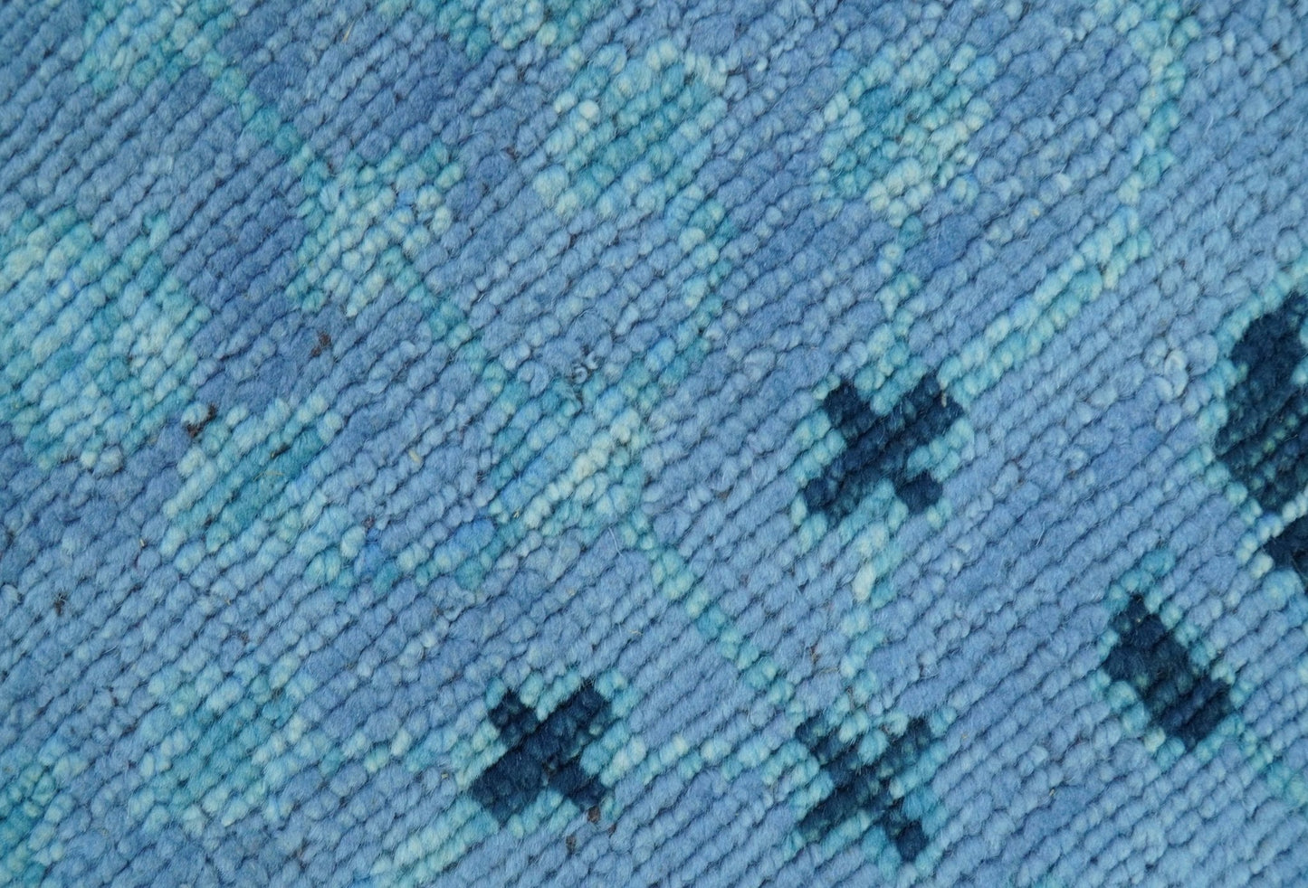 Custom Made Oriental Design Blue Hand Knotted Wool Rug