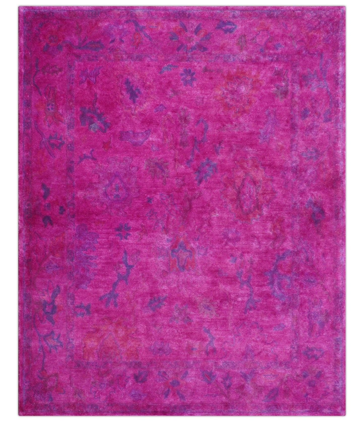 Custom Made Overdyed Pink Traditional Oushak Hand Tufted Wool Area Rug