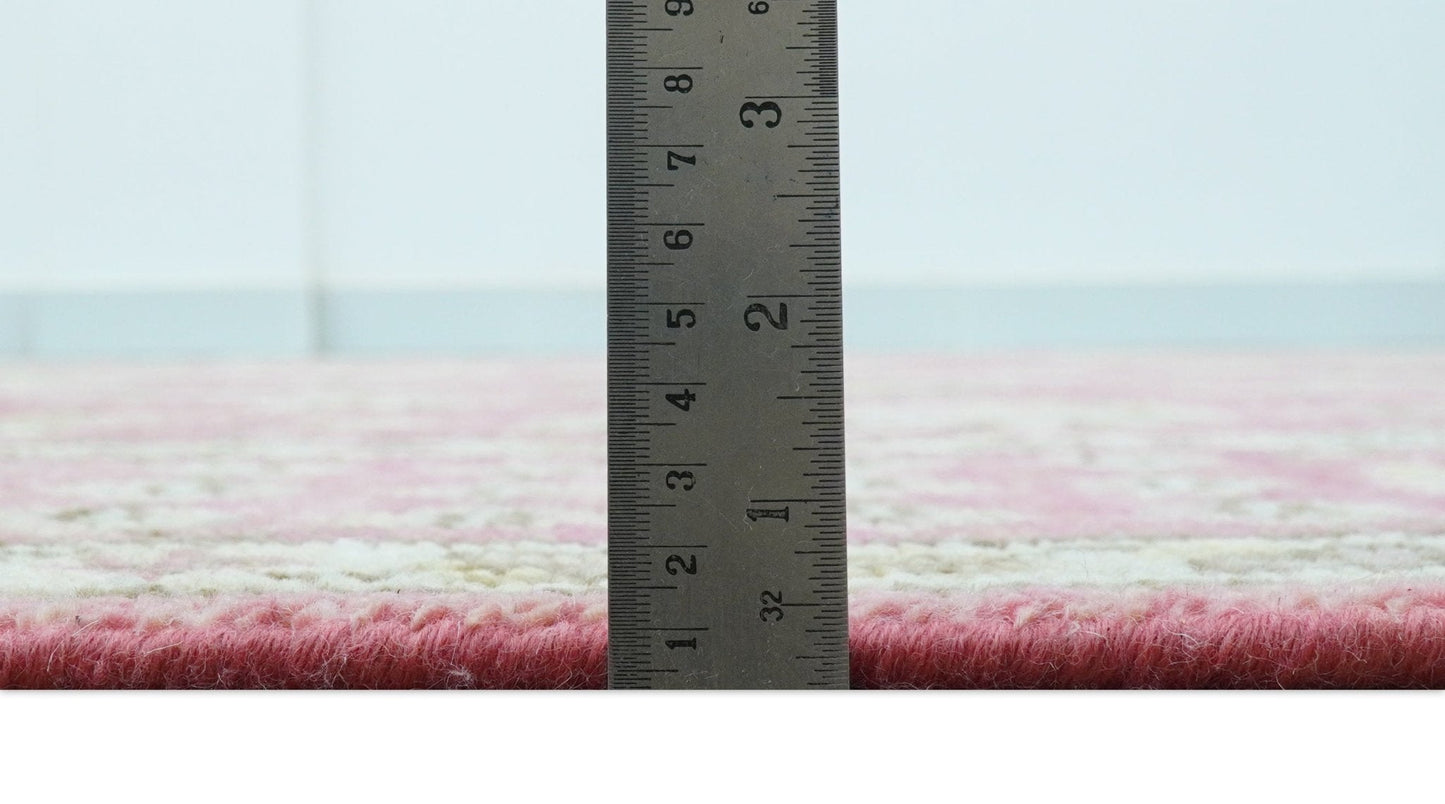 Custom Made Pink and Beige Oushak Hand Knotted Wool Rug