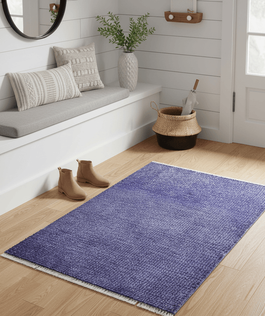 Custom Made Purple Modern Solid Overdyed Hand Knotted Wool Area Rug