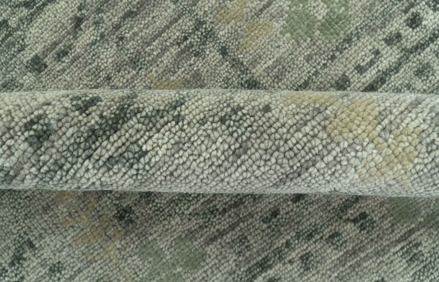Custom Made Rug Modern Transitional Design Beige And Green Hand Knotted wool
