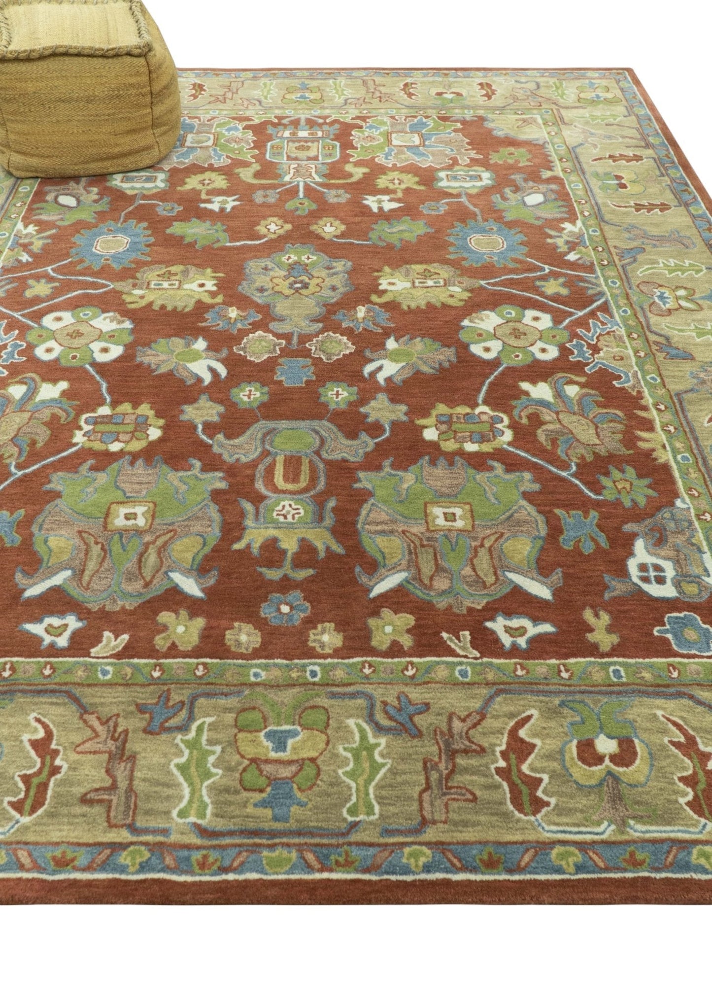 Custom Made Rust And Beige Traditional Oushak Design Hand Tufted 8x10 Wool Rug