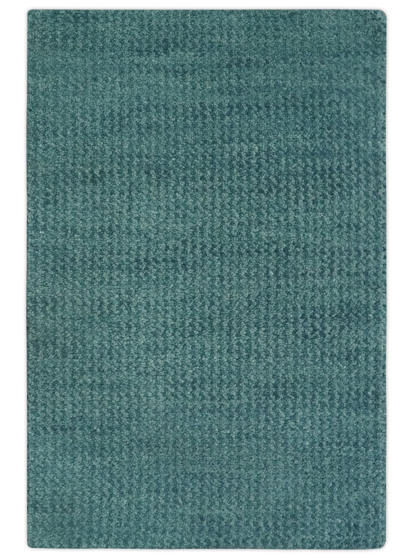 Custom Made shades of Sea Blue Contemporary Hand Knotted Wool area Rug