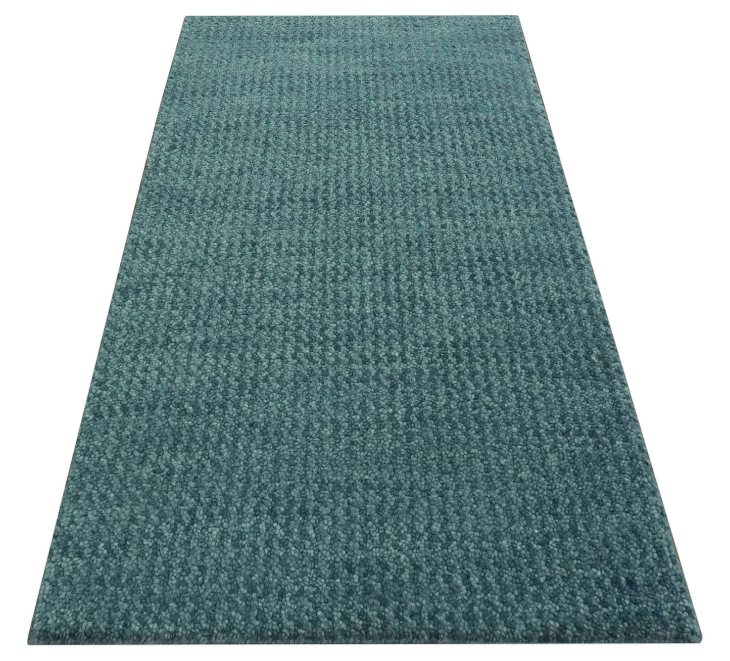 Custom Made shades of Sea Blue Contemporary Hand Knotted Wool area Rug