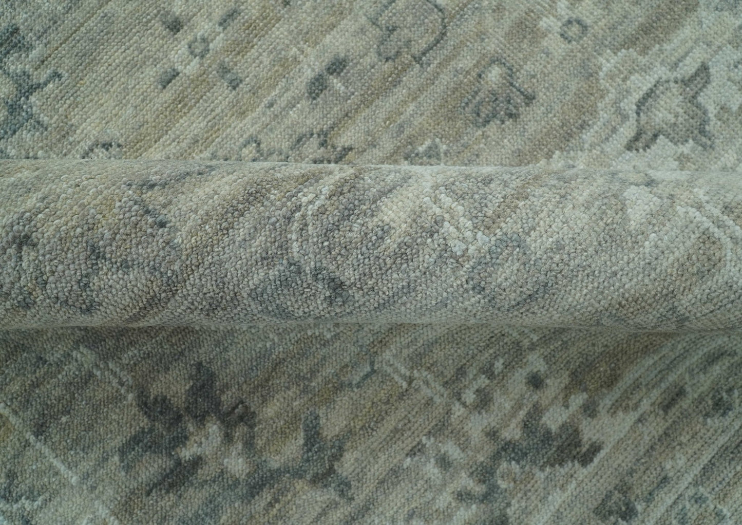 Custom Made Silver Brown Traditional Transitional Hand Knotted Wool Rug