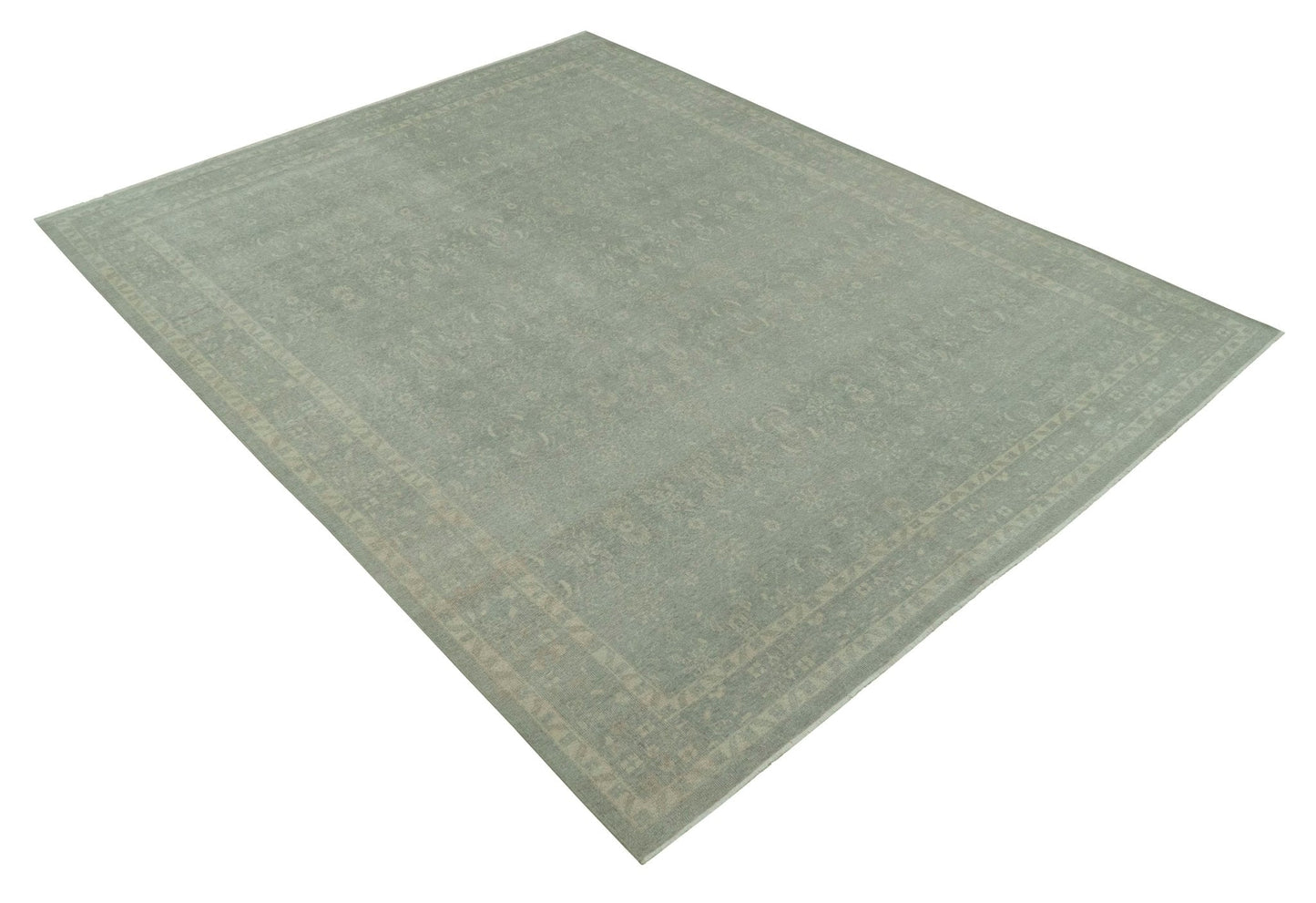 Custom Made Silver Traditional Silver Hand Knotted Wool Rug
