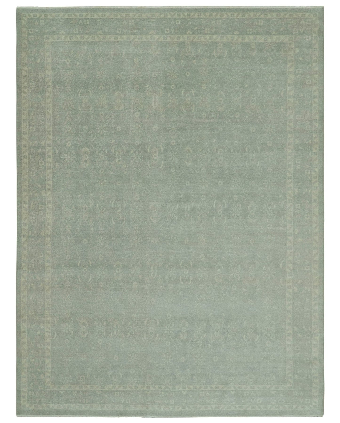 Custom Made Silver Traditional Silver Hand Knotted Wool Rug