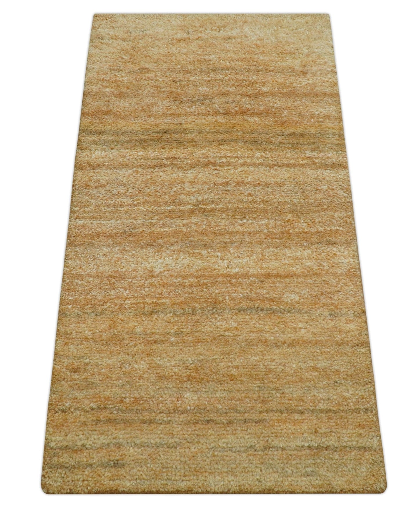 Custom Made Solid Design Camel Hand Knotted Wool Area Rug