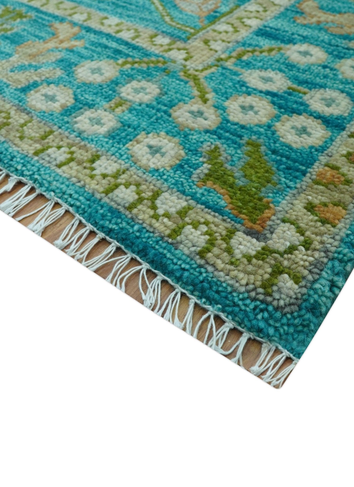 Custom Made The Plants and Roots Blue Hand Knotted Traditional Wool Area Rug