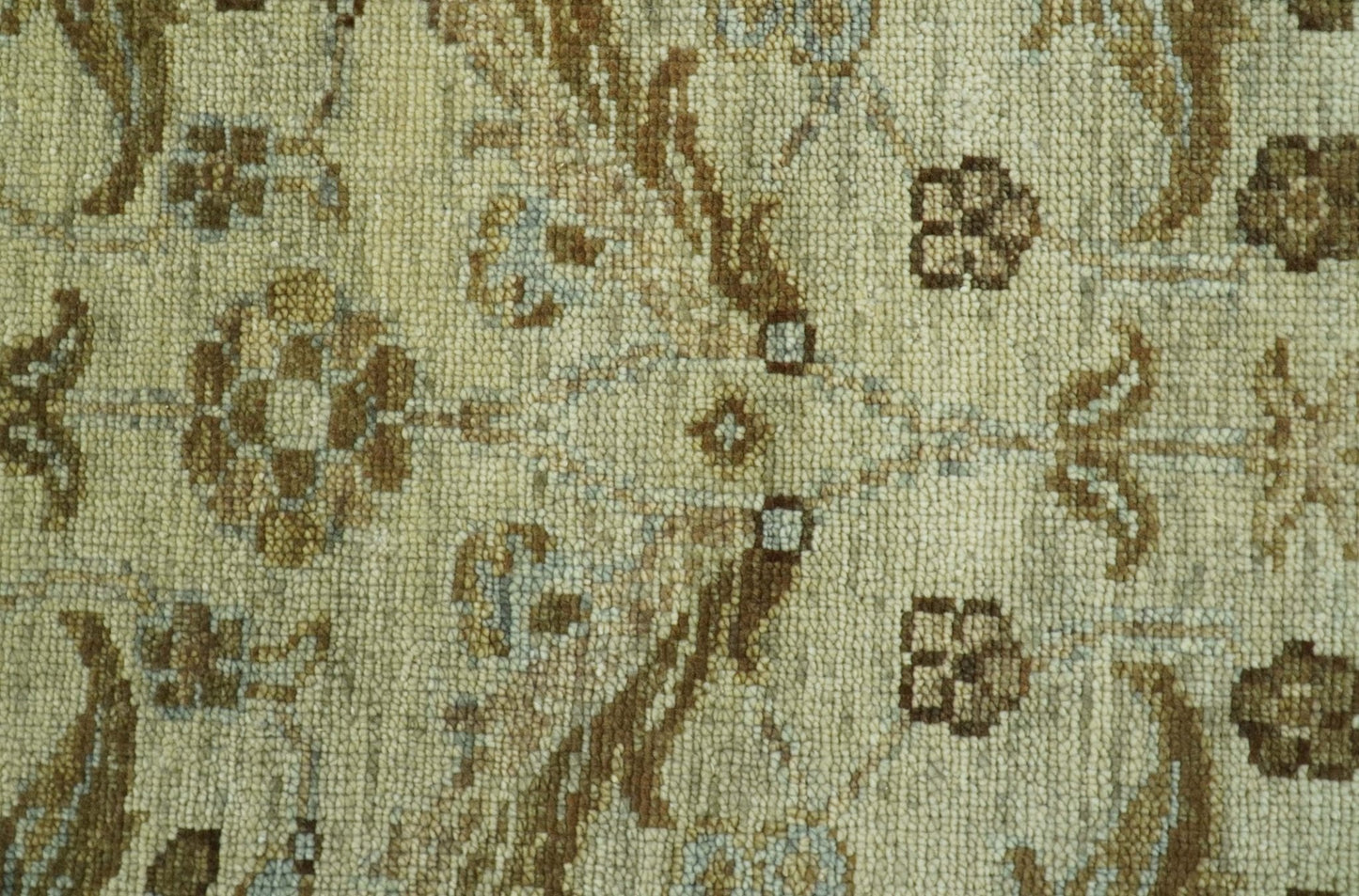 Custom Made Traditional Design Beige And Brown Hand Knotted wool area rug