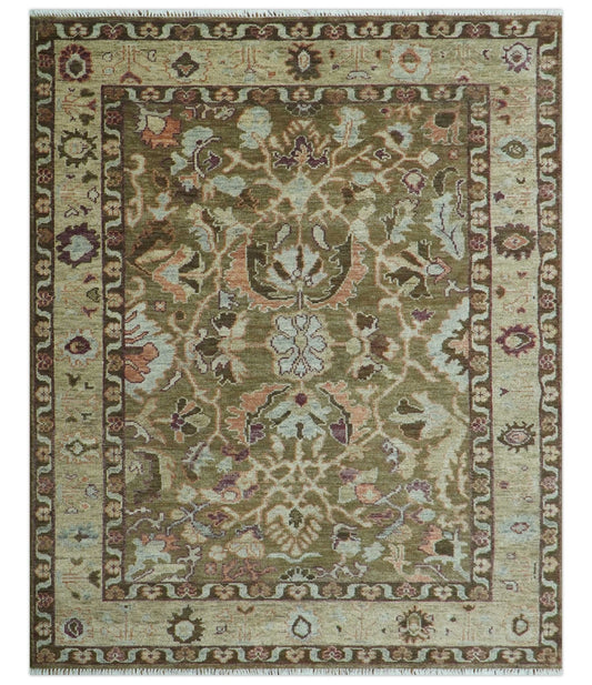 Custom Made Traditional Design Brown And Beige Hand Knotted wool area rug