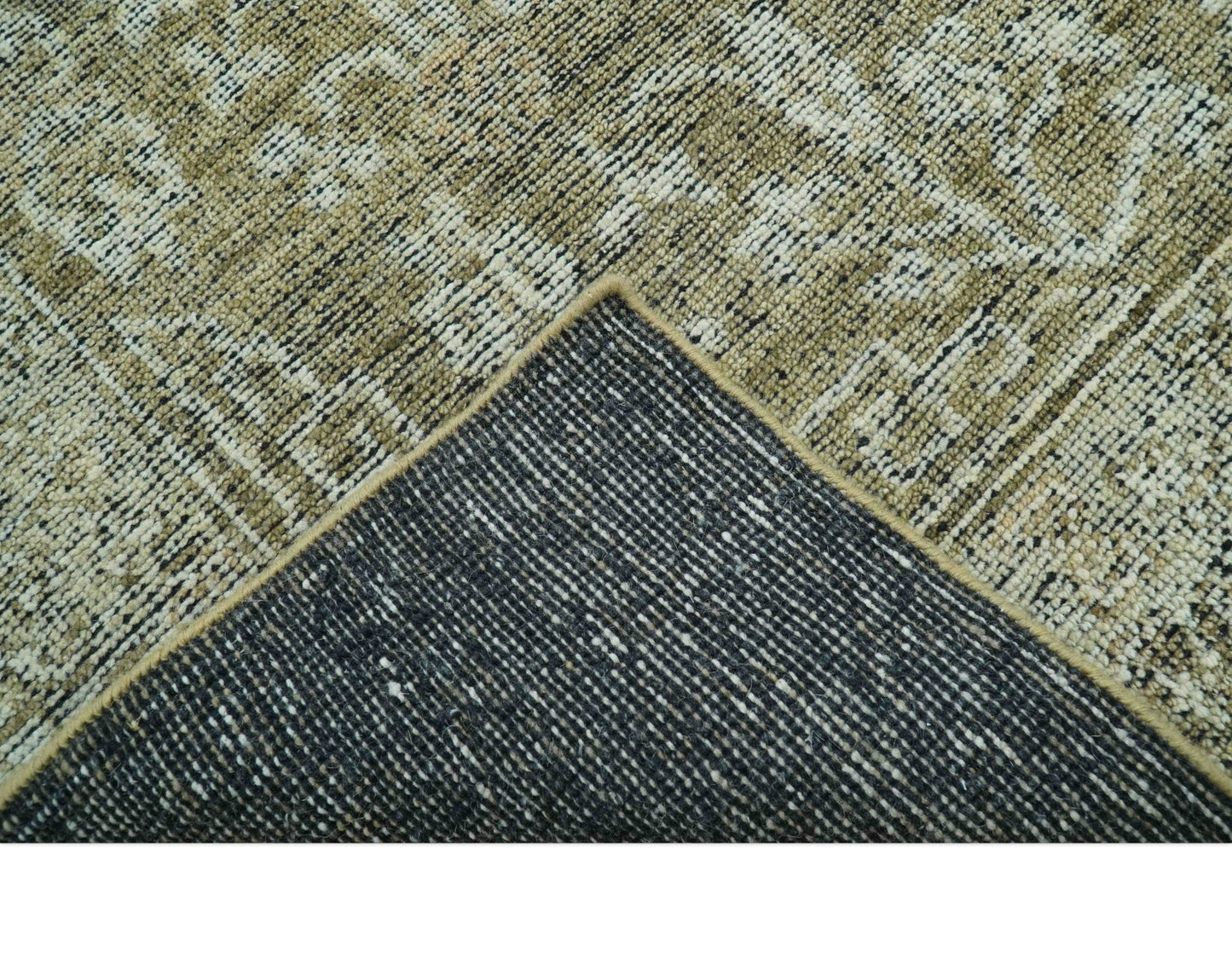 Custom Made Traditional Design Olive Hand Knotted Wool Area Rug