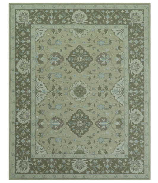 Custom Made Traditional Oriental Design Earthy Beige Hand-Tufted Wool Area Rug