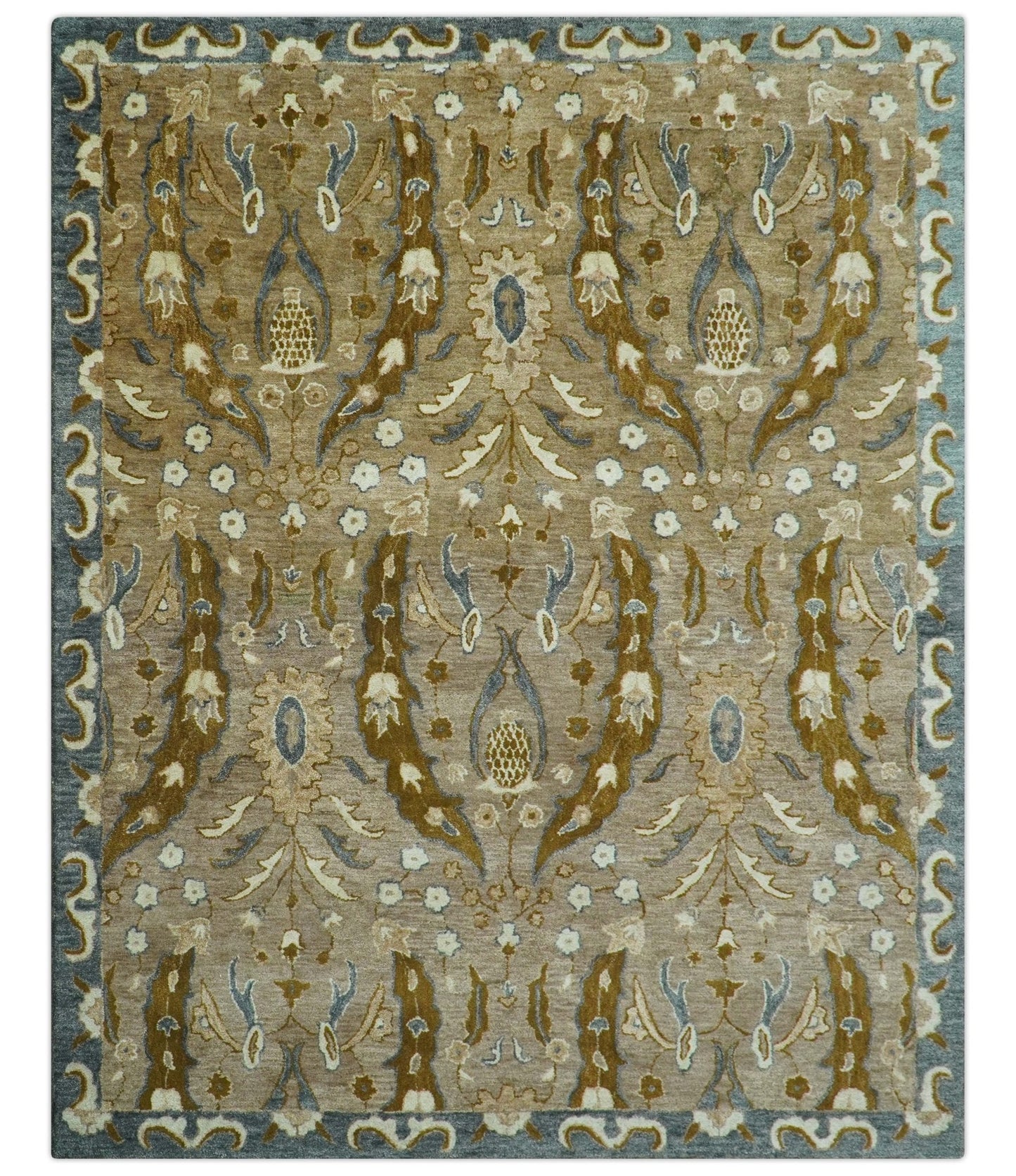 Custom Made Traditional Oushak Brown Hand Tufted Wool Area Rug