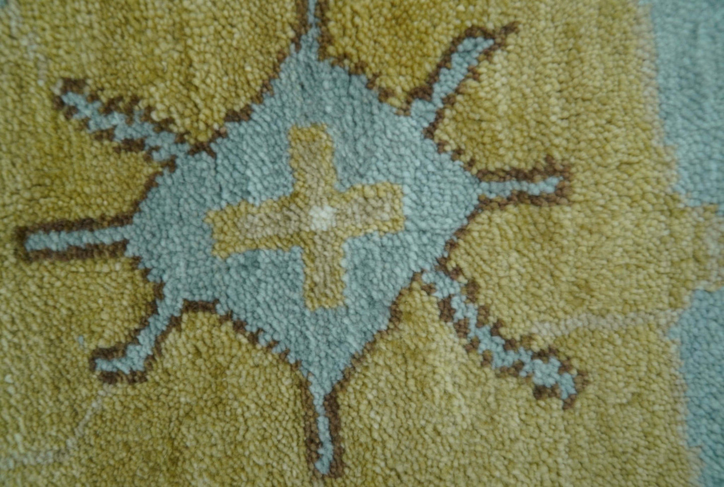 Custom Made Traditional Oushak Design Blue Hand Knotted Wool Area Rug