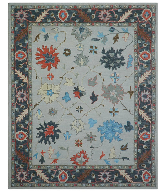 Custom Made Traditional Oushak Silver Hand Tufted Wool Area Rug