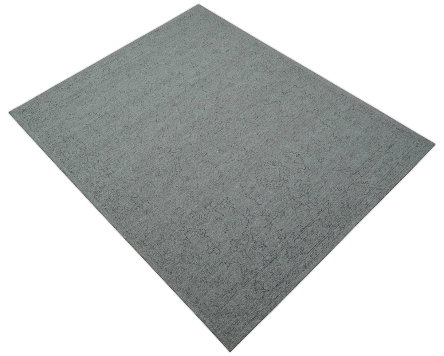 Custom Made Traditional Transitional Gray Hand Tufted wool rug