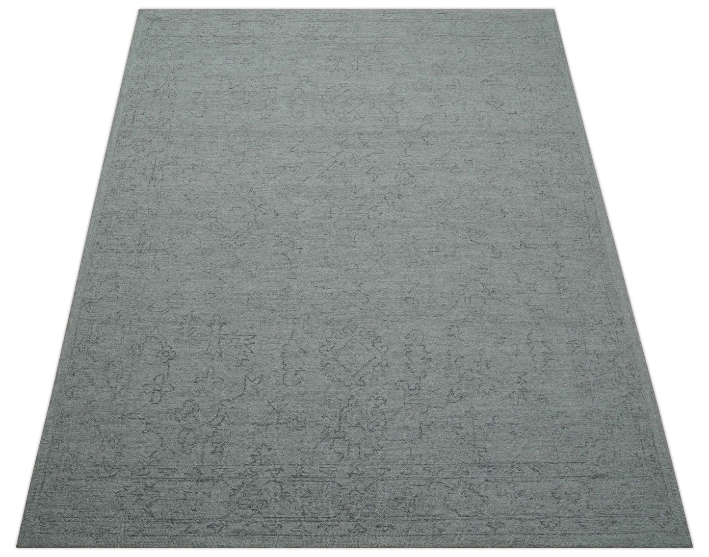 Custom Made Traditional Transitional Gray Hand Tufted wool rug