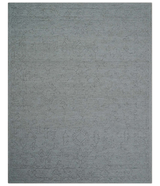 Custom Made Traditional Transitional Gray Hand Tufted wool rug