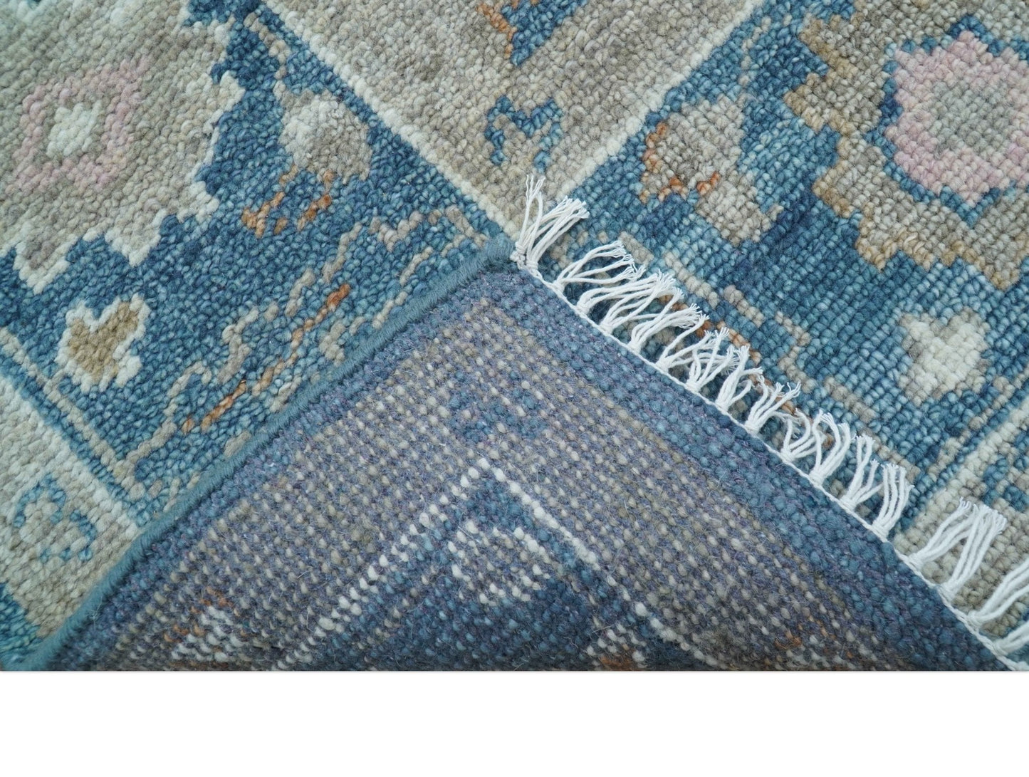 Custom Made Traditional Turkish Blue Hand knotted Wool Area Rug