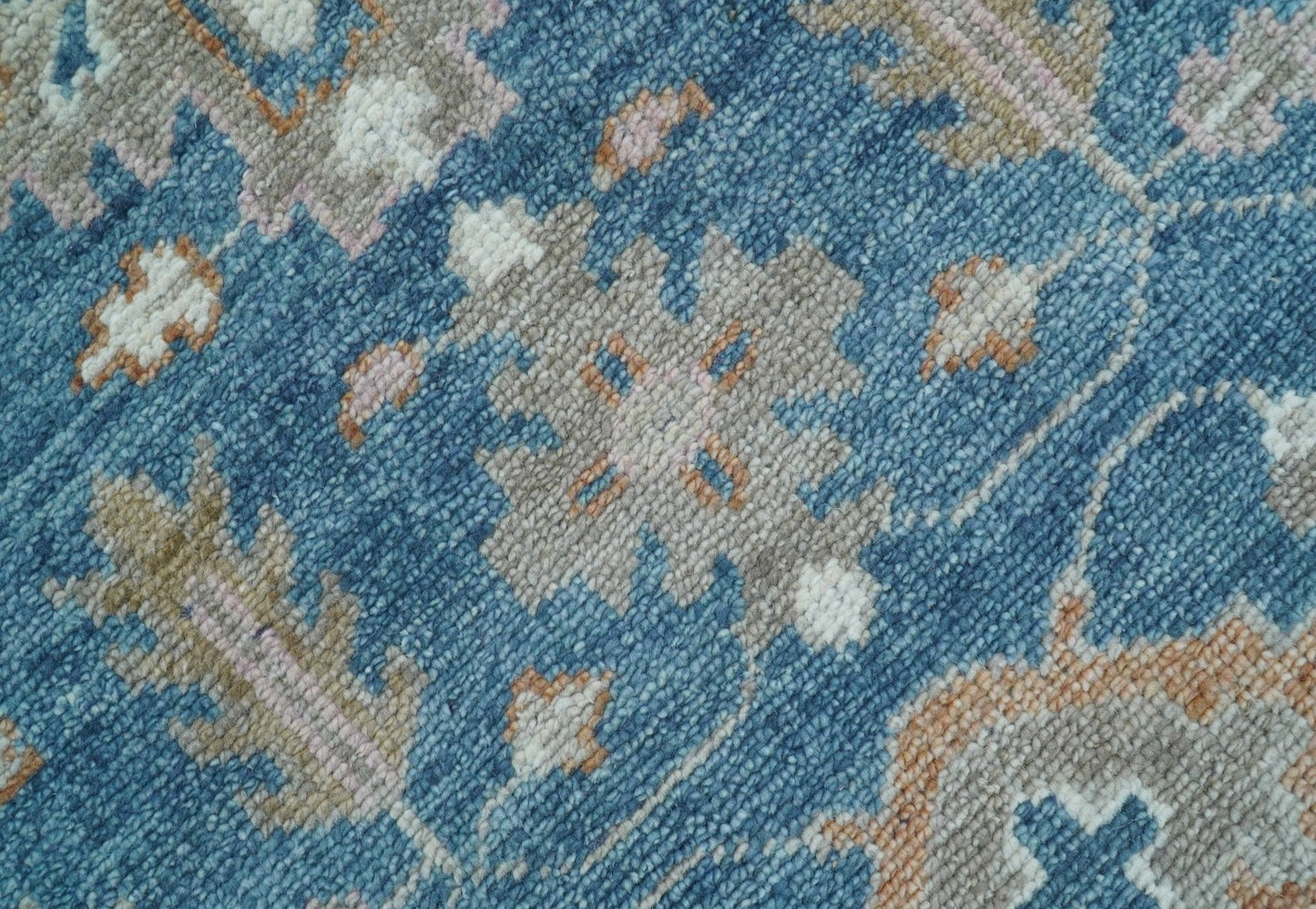 Custom Made Traditional Turkish Blue Hand knotted Wool Area Rug