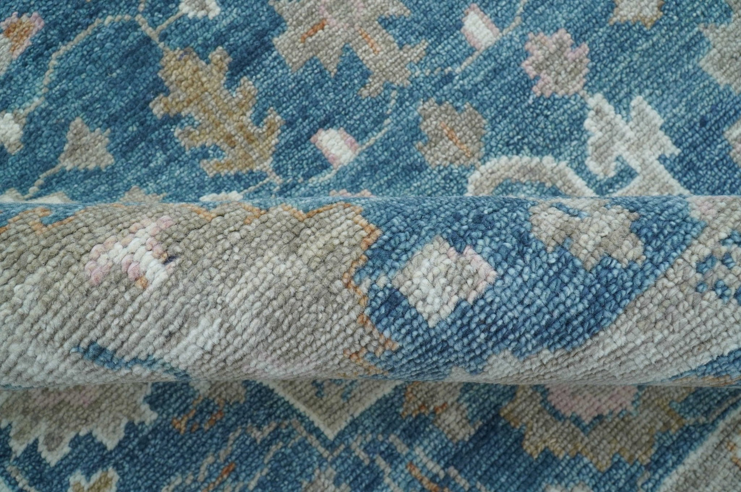Custom Made Traditional Turkish Blue Hand knotted Wool Area Rug