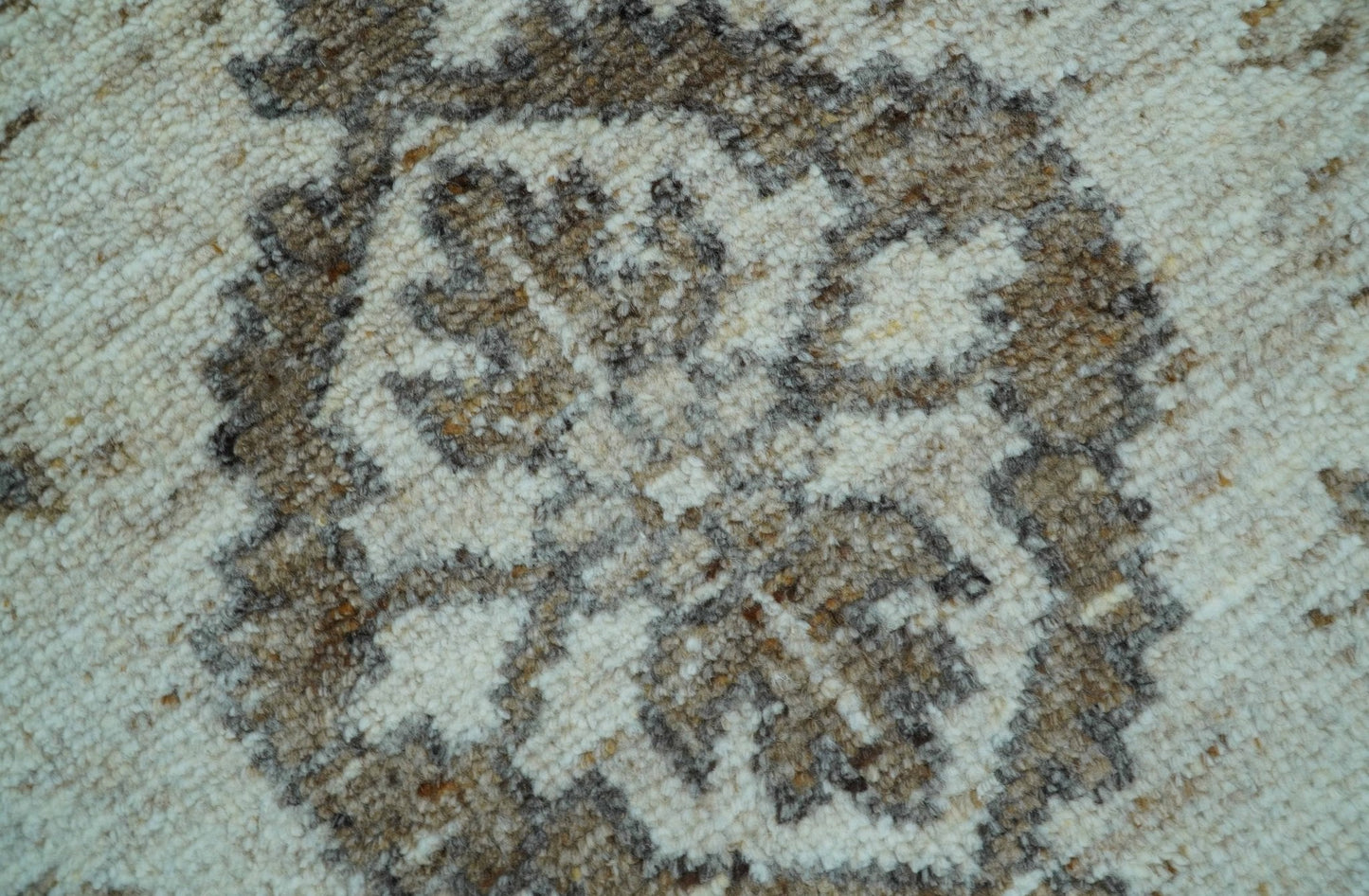 Custom Made Traditional Turkish Design Beige Hand Knotted Natural Wool Area Rug