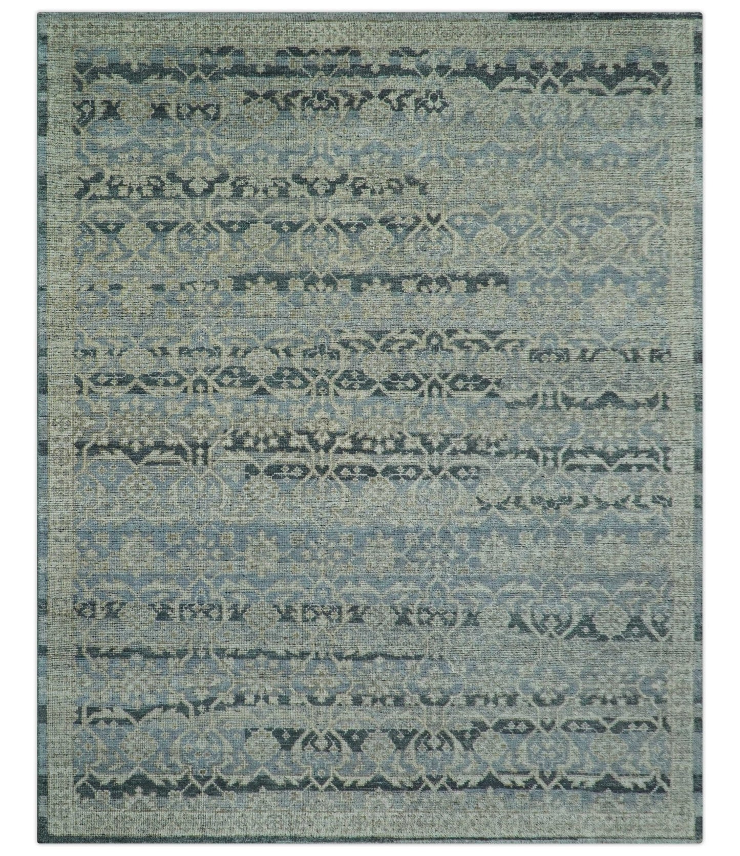 Custom Made Traditional Turkish Gray And Charcoal Hand Knotted Wool Rug