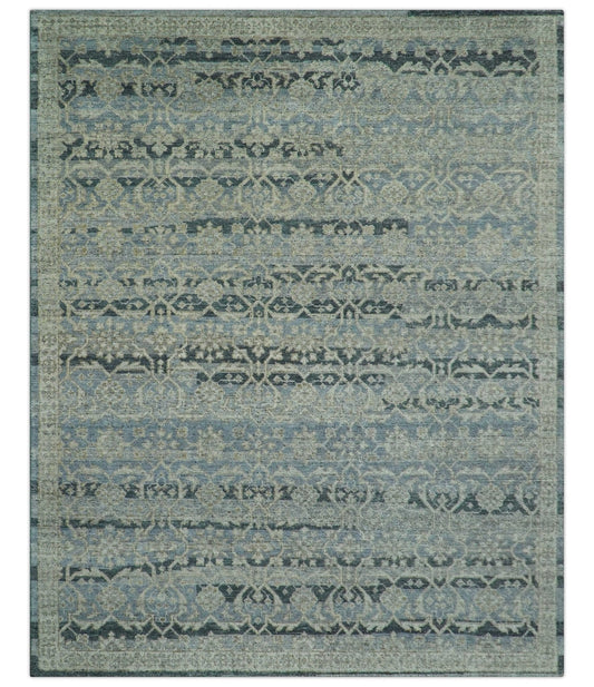 Custom Made Traditional Turkish Gray And Charcoal Hand Knotted Wool Rug