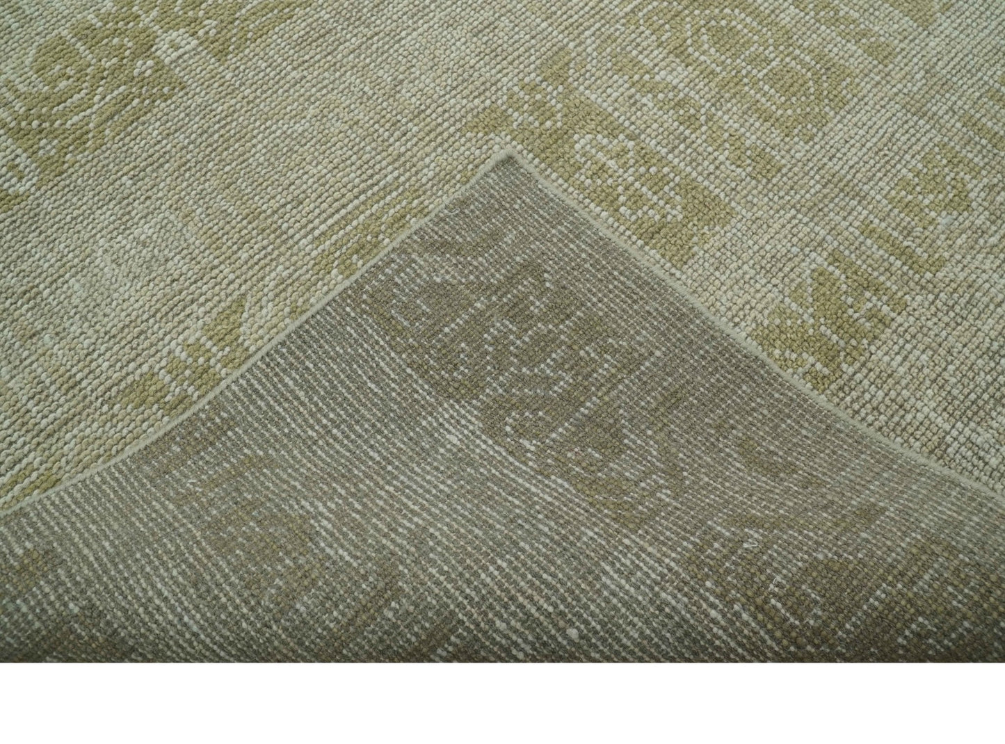 Custom Made Transitional Design Beige Hand Knotted Wool Area Rug